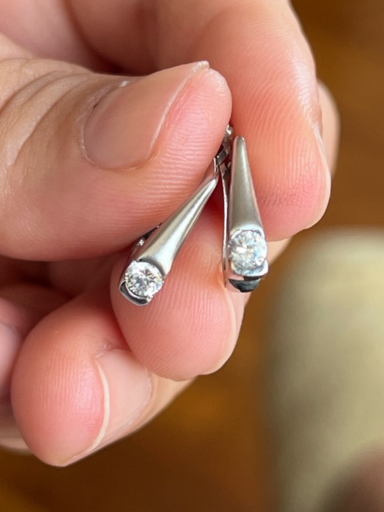 Jewelry - 14k white gold Cone Drop Earrings with Diamonds